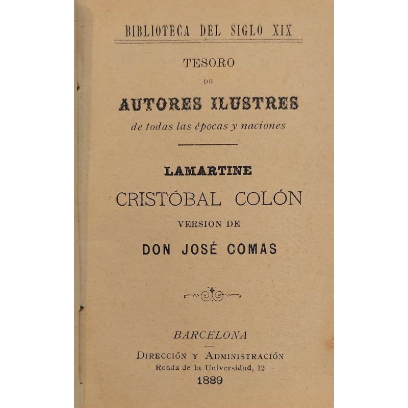 Cristóbal Colón. Versión de D. José Comas.