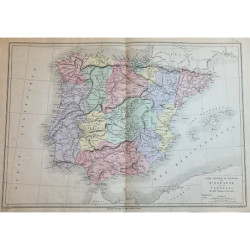 Carte Physique et Politique de l'Espagne et du Portugal.