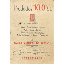 PRODUCTOS “ICLO” S. L. Aceites y grasas lubricantes vegetales. Aceites y grasas industriales. Grasas para cueros y pieles curtid