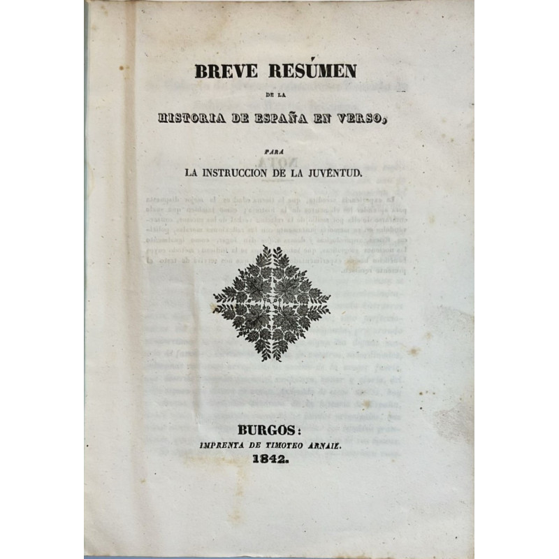 Breve resumen de la Historia de España en verso, para la instrucción de la juventud.