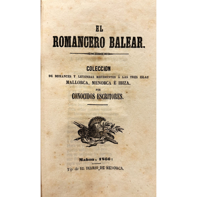 El romancero Balear. Colección de romances y leyendas.