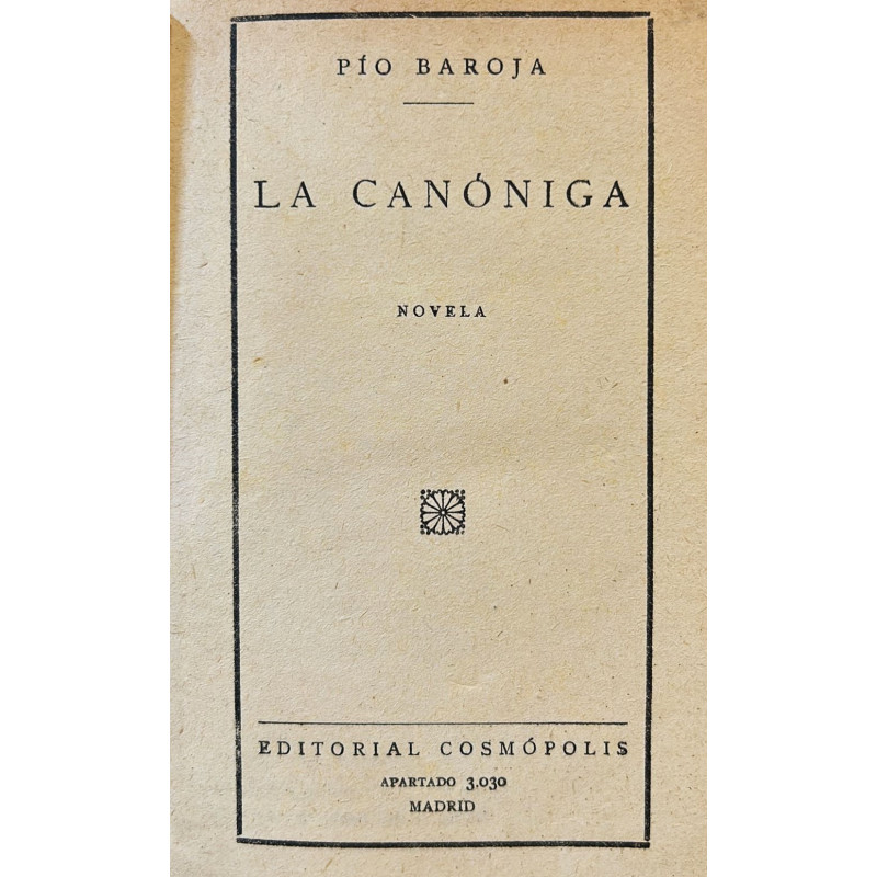 La canóniga. Novela.