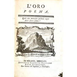 L'ORO, poema de Gaspar L. Cassola.  Milano, 1770