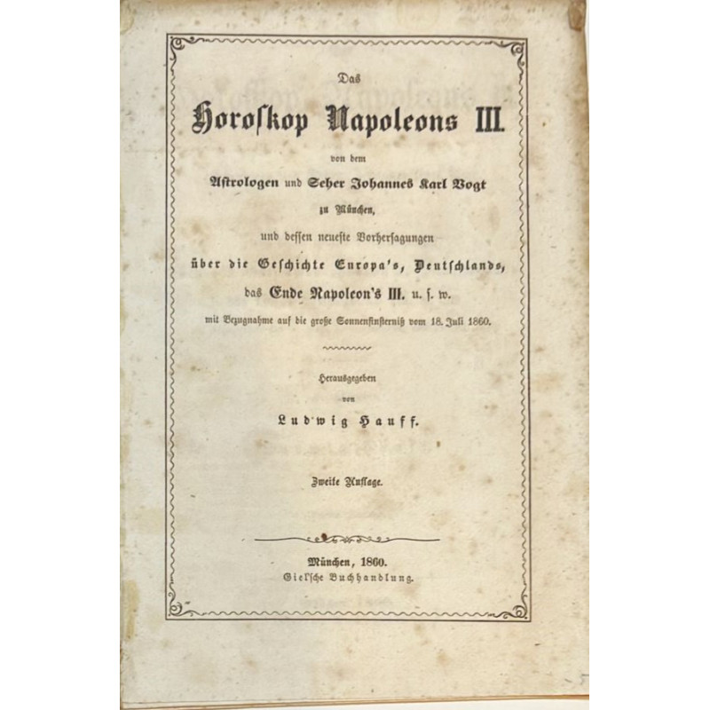 Edición en alemán del horóscopo de Napoleón III. 1860