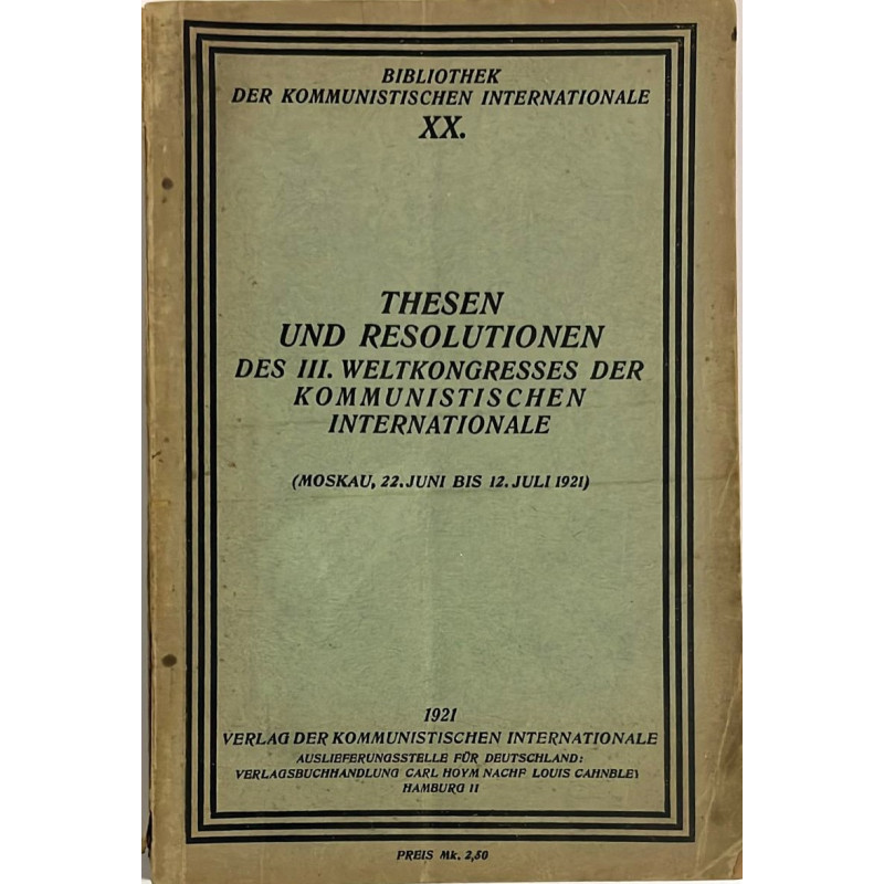 THESEN und resolutionen des III. 1921