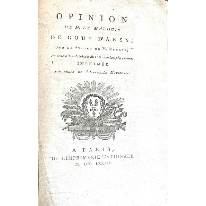 Opinion de M. le Marquis de Gouy d'Arsy, Sur le projet de M. Necker 1789