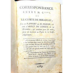 Correspondance entre M. C***  [J. A. Cerutti] et le Comte de Mirabeau... 1789