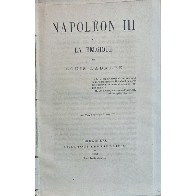 Napoléon III et la Belgique.