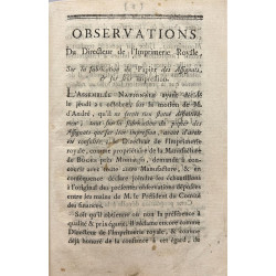 Dos cartas del Director de la Imprimerie Royale de Paris en 1790