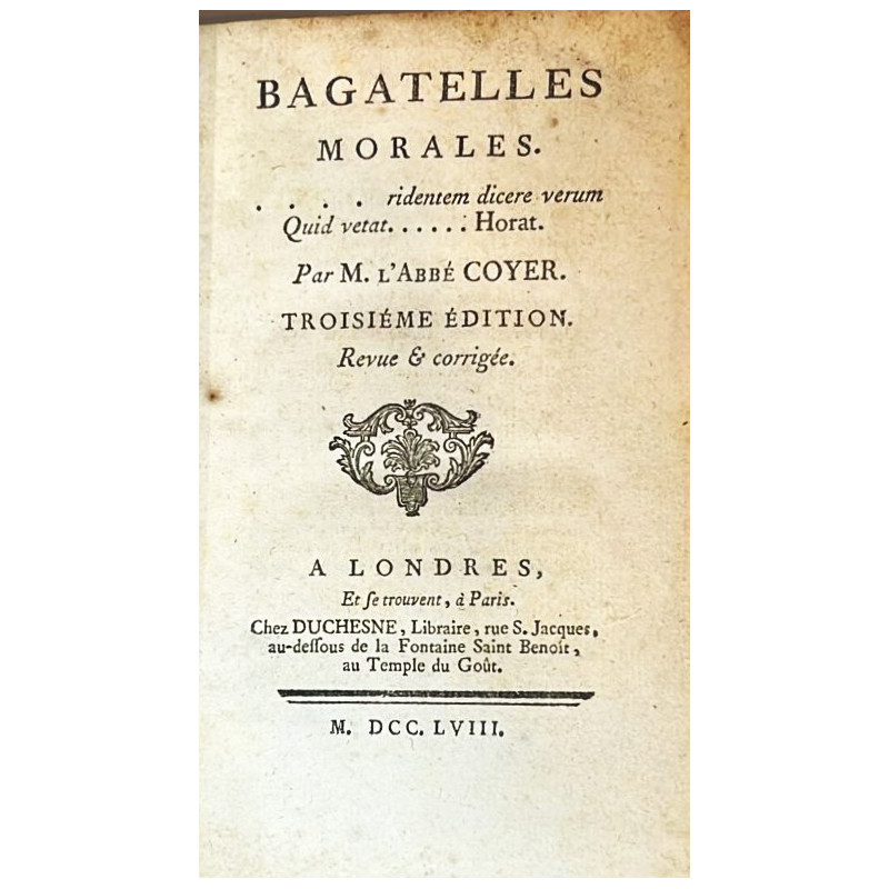 Bagatelles Morales. Troisiéme édition. Revue & corrigée. 1758