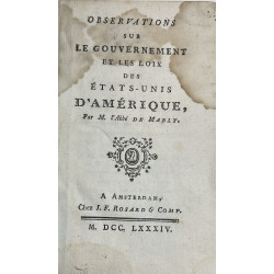 Obsertavions sur le Gouvernement et les Lois des États-Unis d'Amérique.. 1784