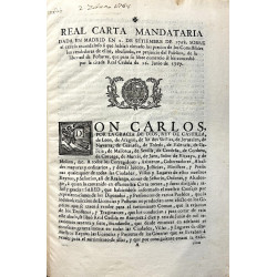 REAL Carta mandataria dada en Madrid en 2 de Setiembre de 1768. Sobre el exceso escandaloso a que habían elevado los precios