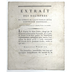 DÉCRET de la Convention Nationale du 17e. Jour de Nivôle, an second de la République Française. 1793