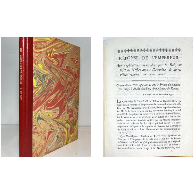 Réponse de l'Empereur Aux explications demandées par le Roi, au juset de l'Office du 21 Décembre, & autres pièces