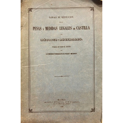 TABLAS de reducción de las pesas y medidas legales de Castilla a las métrico-decimales.