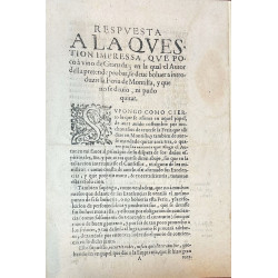 RESPUESTA  a la questión impressa, que poco á vino de Granada... a introducir la Feria de Montilla. 1629.