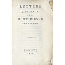 LETTRES a l'Auteur de La Quotidienne. Par un de ses Abonnées. 1796