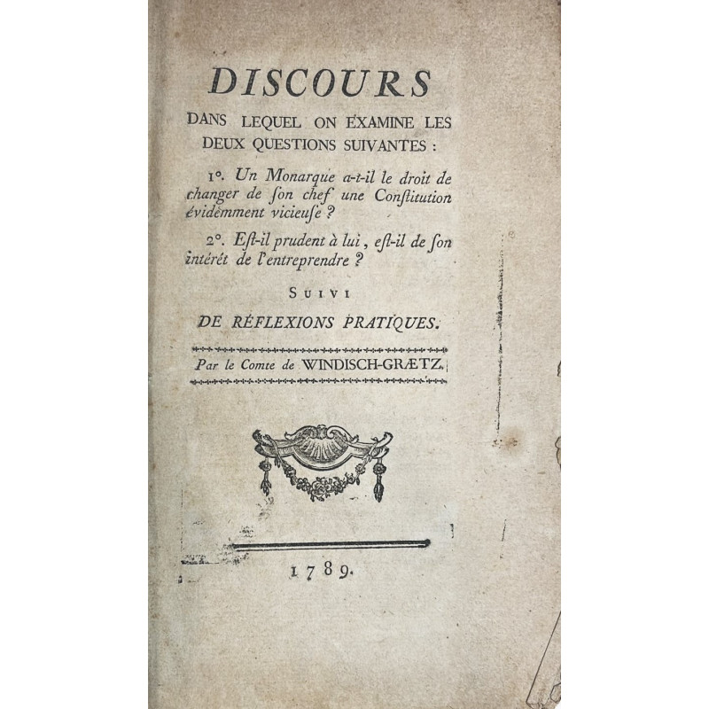 Discours dans lequel on examine les deux questions suivantes... 1789