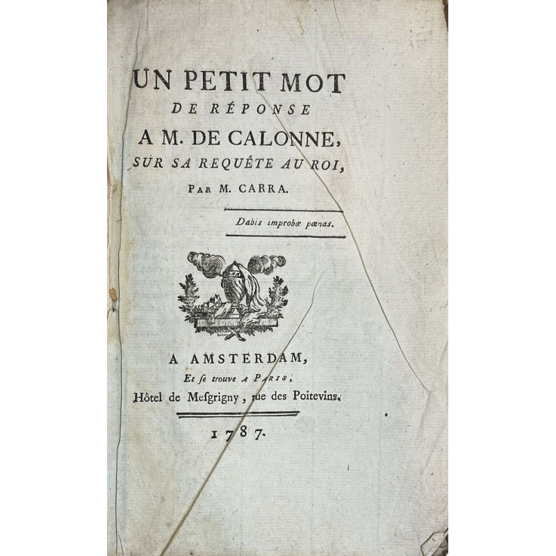 Un petit mot de répose a M. de Calonne, sur sa requête au Roi.