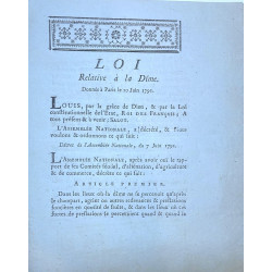 LOI Relative à la Dîme. Donnée à Paris le 10 Juin 1791.