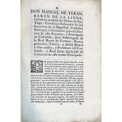 Traslado de la Real Cédula de Carlos III de diciembre de 1780, para el fomento de las Fábricas de Sombreros del Reino. Barcelona, 1781