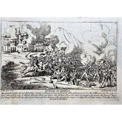 Incendio di Manrresa. Macdonald costretto dal suo Imperatore a tornare in Francia, perche poco fortunato nella guerra, passa per