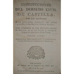 Instituciones de Derecho Civil de Castilla. Van añadidas al fin de cada título las diferencias que de este Derecho se observan e