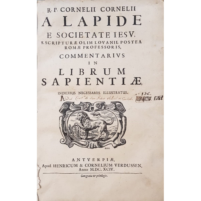 Commentarius in Librum Sapientiae, inicibus necessariis illustratus.