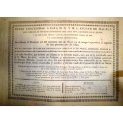 CARTEL de la Plaza de Toros de Málaga. Se verificará eñ Domingo 28 del corriente mes de Mayo de este presente año de 1820. Los o