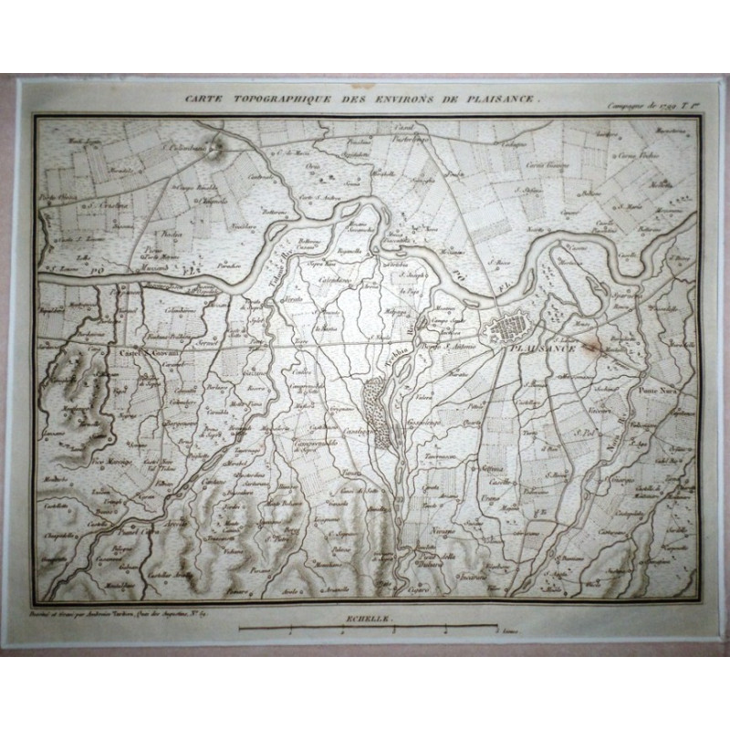 Carte Topographique des environs de Plaisance [Piacenza, Italia].