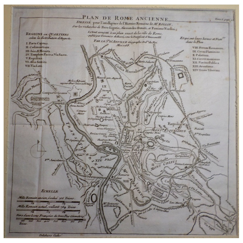 Plan de Rome ancienne. Dressé pour lintelligence de l'Histoire de Mr. Rollin, sur les recherches de Pierre-Ligorio, Alessandro D