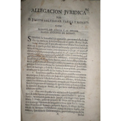 ALLEGACIÓN Jurídica por D. Joseph Balthasar Fariña y Romay: Con Manuel de Apresa y su Mujer María Antonio de Romay… La primera q