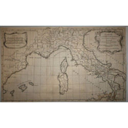 Carte pour l'expedition d'Annibal en sur laquelle son passage en Italie et les principales de ses marches son tracées pour l'int