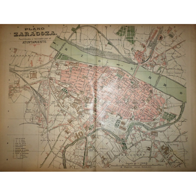 PLANO de Zaragoza. Facilitado y revisado por el Ayuntamiento. Escala 1:7.000.