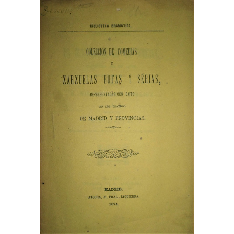 Un descendiente de los Borgias. Zarzuela en un acto, original y en prosa, letra de… Y música del Maestro Aceves. Representado en