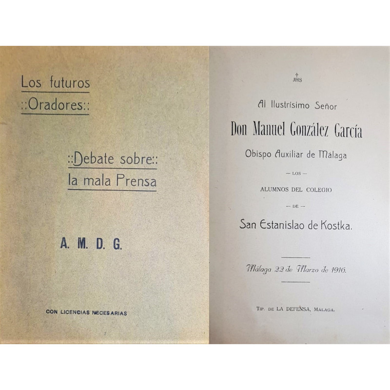 LOS FUTUROS oradores. Debate sobre la mala prensa. Ensayo parlamentario a cargo de los alumnos del colegio San Estanislao de Kos