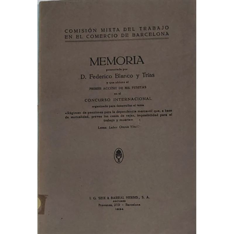 Memoria presentada por … en el Concurso Internacional organizado para desarrollar el tema Régimen de pensiones para la dependenc