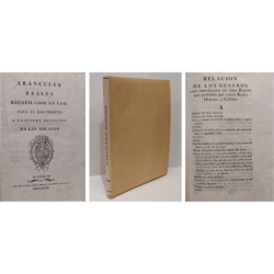 ARANCELES Reales recopilados en uno, para el más pronto y uniforme despacho de Aduanas. /-/ RELACIÓN de los géneros, cuya introd