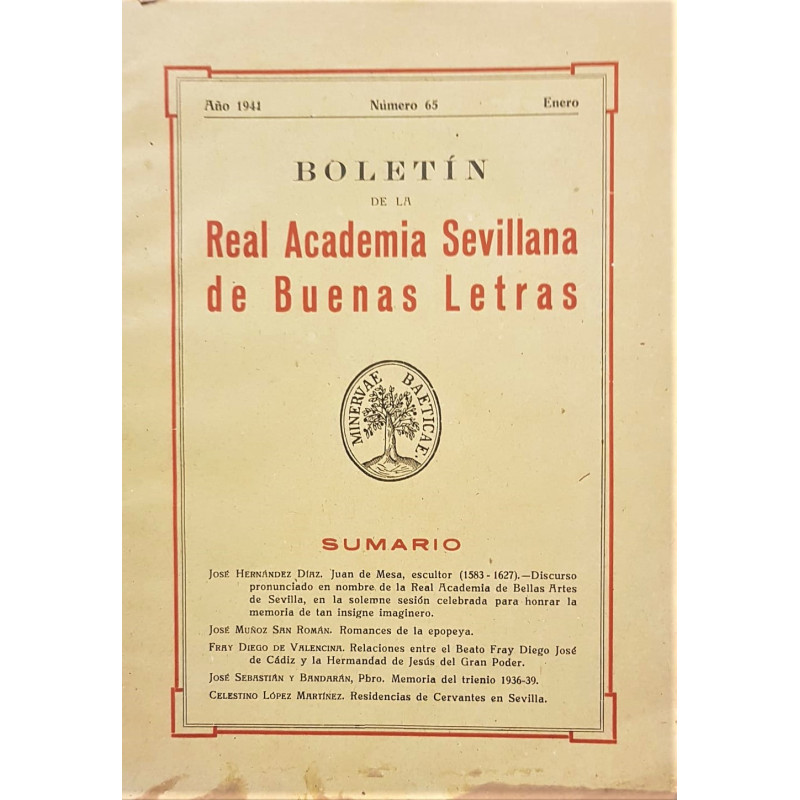 BOLETÍN de la Real Academia Sevillana de Buenas Letras. Año 1941 Número 65.