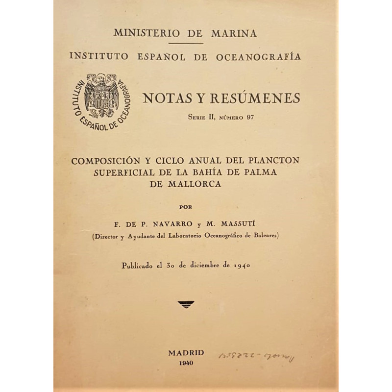 Instituto español de oceanografía. Notas y resúmenes, serie II, número 97.Composición y ciclo anual del plancton superficial de